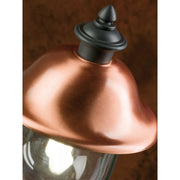 Post with structure in gray die-cast aluminum, upper cover in copper