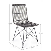 Contemporary style chair in steel and black kubu LUCILA 45x55x h85 cm