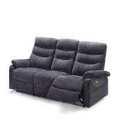 Dark Grey 3-Seater Sofa with 2 Electric Recliners L 198 x W 92 x H 109 cm