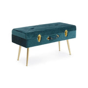 Velvet bench with storage POLINA Blue 80x34x h42 cm