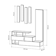 Taupe and anthracite hallway furniture with Ramda mirror 137x35xh.154 cm