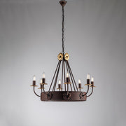 Black Rust iron chandelier with Empire Gold finishing eight lights 76x h57 cm