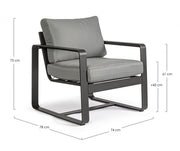 Garden armchair in Anthracite aluminum MERRIGAN YK13 74x78x h84 cm