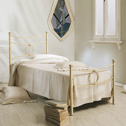 Single iron bed with ivory footboard CONCA 92x208x h117 cm