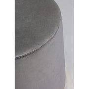 Gray velvet effect pouf with gold band 35 x 40 h