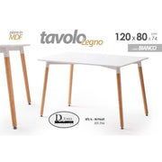 Modern urban industrial white rectangular MDF table 120 x 80 x 74 h