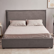 Gray Fabric Double Bed with Storage - 170cm x 206cm x 118cm