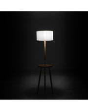 Acrux floor lamp in white fabric and wood STS