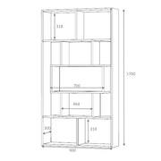 Face bookcase cement gray 90x30x170H cm.