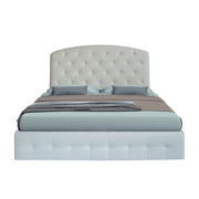 White Curved Headboard Button2 Double Bed with Storage