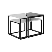 Three Stackable OhLady Side Tables - White and Anthracite with Black Legs