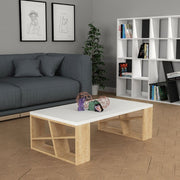 Rectangular Coffee Table Honey with White Top and Oak Legs 105cm x 60cm x 40cm