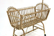 Wicker cot with canopy with wheels 58x100xh.44 - 90 cm