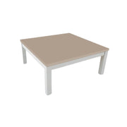 Square coffee table with white structure and Tratto clay top