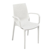 Nirvana armchair in white polypropylene with rattan effect