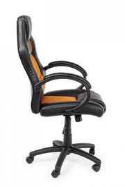 Office armchair with black-orange Racing bracelets in imitation leather