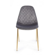 Living room chair in gray velvet with gold legs