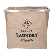 Foldable double beige sack fabric basket cm 54x34,5h50,5