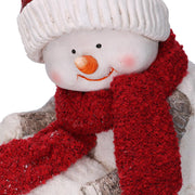 Resin snowman with white led ball cm31,5x20,5h41