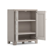 Low resin cabinet two doors three shelves Beige GULLIVER 80x44x h100 cm
