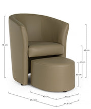 Leatherette armchair with removable pouf Tortora RITA 64,5x 59,5x h78 cm