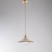 Chandelier with Ivory Decape fabric cable one light white ceramic lampshade 30x h15 cm