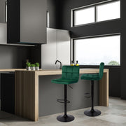 Dark Green Adjustable Stool with Matte Black Legs
