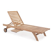 Sunbed with wheels in Teak