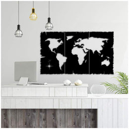 Black map wall decoration framework 125x73 h (MT1924241)