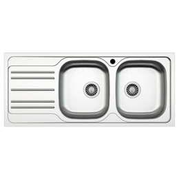 Built-in kitchen sink MP1162SX steel 116x50 cm two bowls and left drainer