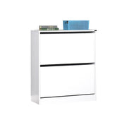 Shoe cabinet with 2 glossy white flap doors 73x26xh.84 cm