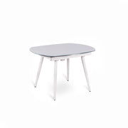 Extendable table with white tempered glass top 120/180x90h cm