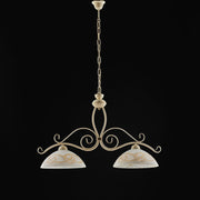 Ivory Decape iron chandelier with Gold finishing two lights 81x h50 cm