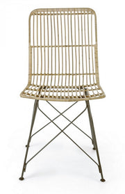 Contemporary style chair in steel and natural kubu LUCILA 45x55x h85 cm