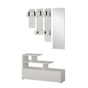 White Entryway Mobile Vesty with Shoe Rack and Mirror 100x30x122 cm