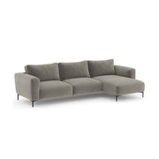 Audrey sofa in gray ribbed fabric with reversible peninsula