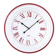 White red metal wood clock cmø50x4,5