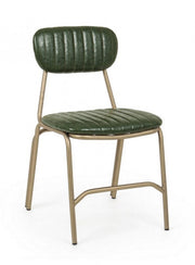 Addy modern chair in steel covered in dark green retro color