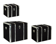Set of 3 black wooden atmosphere trunks