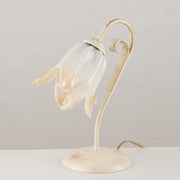 Table lamp in iron Ivory Gold one light lampshade in Amber White glass 23x h30 cm