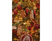 <p>Pendente per albero bicolor rosso/bordeaux diam. 8 cm </p>