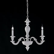 Shabby white wooden chandelier three lights 43x h57 cm
