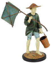 Chinese wooden fisherman statue cy-0535 øcm. 12 x 24h 28