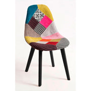 Mab Fabric Patchwork Chair with Black Wooden Legs 84x48x54 cm