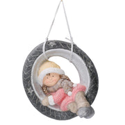 Resin girl on pink tire cm43x38h26