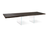 Extendable table in heat-treated oak and glass legs 200/300x100 cm