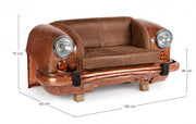 Ambassador sofa in brown leather 159x65x75h cm