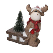 Resin reindeer with gray sled cm30x14h32