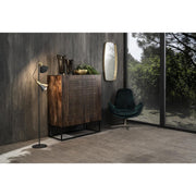 Brown mango wood sideboard 2 doors 6 internal compartments 100x45xh.120 cm
