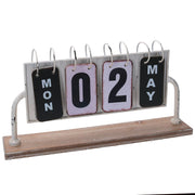 Rectangular white metal calendar cm37x20h8